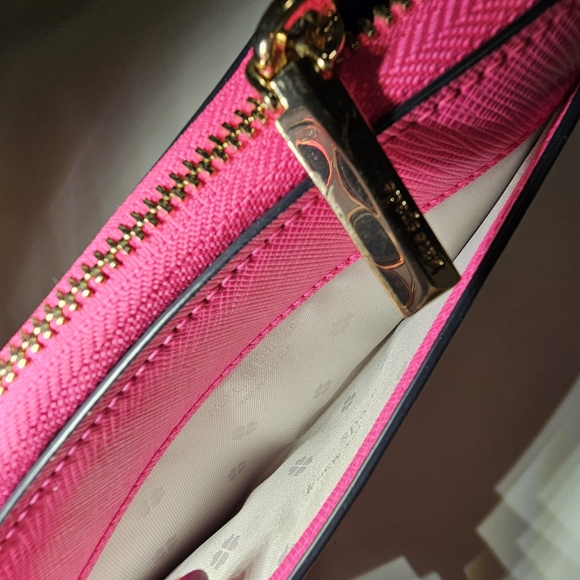 Kate Spade Spencer Lacey Zip Around Wallet Magenta Navy Colorblock - Picture 3 of 9